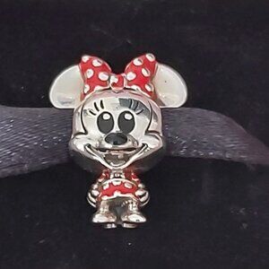 Auth PANDORA STERLING SILVER Disney Minnie Mouse Dotted Dress & Bow 798880C02